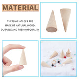 Wooden Ring Displays, Cone Shaped Finger Ring Display Stands, BurlyWood, 25x49.5mm, 12pcs/box