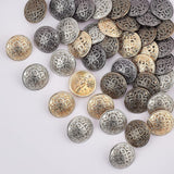 40Pcs 4 Colors 1-Hole Alloy Buttons, Half Round with Flower, Mixed Color, 15x7.7mm, Hole: 2mm, 10pcs/color