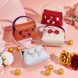 4 Sets 4 Colors Foldable Imitation Leather Wedding Bowknot Candy Bags, with Alloy Findings, Mixed Color, 13x12x7cm, 1 set/color