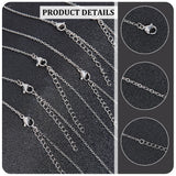 20Pcs 304 Stainless Steel Cable Chain Necklaces Set for Men Women, Stainless Steel Color, 21.65 inch(55cm)