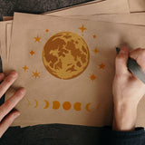 PET Hollow Out Drawing Painting Stencils, for DIY Scrapbook, Photo Album, Moon, 30x30cm