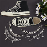 8Pcs 4 Style Alloy Shoe Chain Straps, with Lobster Claw Clasp, for High Top Canvas Sneaker, Platinum, 124~144mm, 2pcs/style