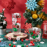 DIY Christmas Theme Vase Fillers for Centerpiece Floating Candles, Including Candy Cane & Snowflake Polymer Clay & Resin Cabochons, Round Plastic Beads, Nail Art Powder, Mixed Color
