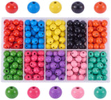 Wood Beads, Dyed, Round, Mixed Color, 10x9mm, Hole: 2~2.5mm
