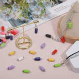 32Pcs 8 Colors Opaque Resin Pendants, Pencil Charms with Platinum Plated Metal Loops, Mixed Color, 19~20x7mm, Hole: 2mm, 4pcs/color