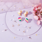 200Pcs 304 Stainless Steel Stud Earring Findings, Earring Pads, Flat Round, with 200Pcs Plastic Ear Nuts, Golden, 12x6x0.4mm, Pin: 0.7mm