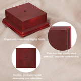 Undyed Wood Medal Basement for Furniture Fixing, Square, Dark Red, 115x115x50mm, Hole: 8mm