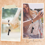 Silicone Round Beaded Keychain Wristlet, Tassel Keychains, with Alloy Keychain Clasps Finding, Black, Inner Diameter: 62mm