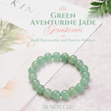 Natural Green Aventurine Round Beads Stretch Bracelets, with Spare Beads, Elastic Fibre Wire and Iron Big Eye Beading Needle, 50~52mm
