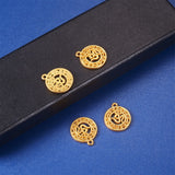 Alloy Pendants, Matte Style, Flat Round with Om Symbol, Golden, 22.5x19x2.5mm, Hole: 2mm, 10pcs/box