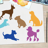 1 Set PET Hollow Out Drawing Painting Stencils, with 1Pc Art Paint Brushes, for DIY Scrapbook, Photo Album, Dog, 150x150mm, 10pcs/set