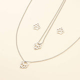 304 Stainless Steel Charms, Dog Paw Prints, Stainless Steel Color, 12.9x11.8x1mm, Hole: 1.5mm, 20pcs/box