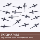 30Pcs Alloy Pendant, Sword, Electrophoresis Black, 34.5x13.5x2mm, Hole: 2.5x1.5mm