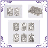 24Pcs 6 Style Rack Plating Alloy Pendants, Rectangle with Tarot Charms, Platinum, 23.5x14.5x1.5mm, Hole: 1.8mm, 4pcs/style