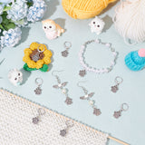 Alloy Paw Print Charm Locking Stitch Markers, 304 Stainless Steel Clasp Stitch Marker, Antique Silver, 3.1cm, 12pcs/set