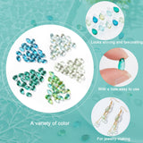 100Pcs 5 Colors Transparent Glass Charms, Glitter Gold Powder, Teardrop, Green, 9x6x5mm, Hole: 1mm, 20pcs/color