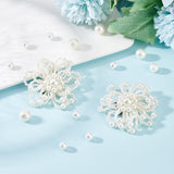 Beaded Plastic Imitation Pearl Flower Shoe Decoration, Alloy Detachable Shoe Buckle Clips, with Iron Findings, Flower, Antique White, 59x63x19mm, 1 pair/box