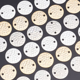 36Pcs 3 Style Brass Normal Links, Textured Flat Round, Mixed Color, 15x0.5mm, Hole: 1.6mm, 12pcs/style, 36pcs/box