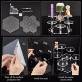 Acrylic Toy Model Display Stand, with 7 Organizer Hexagon Base, for Garage Kits Display Holder, Clear, 1.2~15x0.8~15x0.45~1.2cm