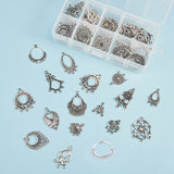 Tibetan Style Alloy Chandelier Components, Mixed Shapes, Antique Silver, 135x70x30mm, 64pcs/box