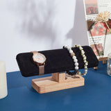 Bamboo Velet T-Bar Bracelet Display Stands, Jewelry Organizer Holder for Watch, Bracelet, Black, 19.5x5x8.9cm