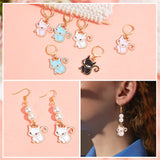 Alloy Enamel Fox Pendant Locking Stitch Markers, 304 Stainless Steel Clasps Stitch Marker, Mixed Color, 3.5cm, 4 colors, 3pcs/color, 12pcs/set