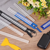 6Pcs 6 Styles Acrylic Zipper Guide Anti-overflow Tool, Glue Application Leak Proof Zip Sewing Ruler, Clear, 197x11.8~20.7x7.5~8mm, 1pc/style