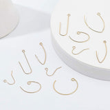 Brass Earring Hooks, with Horizontal Loop, Real 18K Gold Plated, 7.4x7.2x1.7cm, 60pcs/box