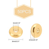 50Pcs Ion Plating(IP) 304 Stainless Steel Spacer Beads, Donut, Golden, 8x2.5mm, Hole: 3mm