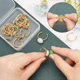 3 Size Stainless Steel Open Cuff Finger Ring Finding, Pad Ring Settings, Flat Round, Light Gold, US Size 7 3/4(17.9mm), Tray: 8~12mm, 8Pcs/size, 24Pcs/box