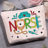 Polycotton Custom Canvas Stroage Bags,  Metal Zipper Pouches, Rectangle with Word Nurse, Word, 18x25cm