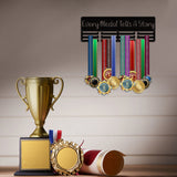 Iron Medal Holder Frame, Medals Display Hanger Rack, 3-Line, with Screws, Inspirational Quote, Word, 150x400mm