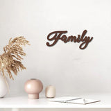 Natural Basswood Wall Sculpture, Wooden Wall Art Home Decor, Word Family, Coconut Brown, 120x288x6mm