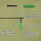 Sports Theme Iron Medal Hanger Holder Display Wall Rack, 3-Line, with Screws, Trophy, 125x290mm, Hole: 5mm