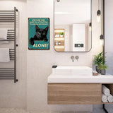 Iron Sign Posters, for Home Wall Decoration, Rectangle with Word Excuse Me Were You Attempting To Use The Bathroom Alone, Cat Pattern, 300x200x0.5mm