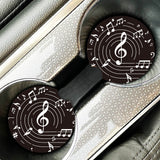 Ceramic & Cork Car Cup Holder Insert Pad, Car Drink Holder Mats, Car Coaster, Flat Round, Musical Note, 65x5mm, 2Pcs/set