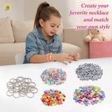 DIY Beaded Keychain Making Kit, Including Heart & Letter Acrylic & Seed Beads, Iron Split Key Rings, Waxed Polyester Cord, Mixed Color, 630Pcs/box