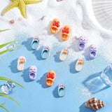 40Pcs 4 Styles Opaque Resin Cabochons, Slipper with Bowknot, Mixed Color, 20~27x10~13mm, about 10pcs/style