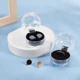 Transparent Plastic Ring Boxes, Jewelry Box, Black, 3.8x3.8x3.8cm