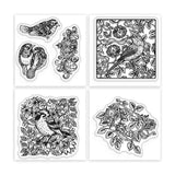 4Pcs 4 Styles PVC Stamp, for DIY Scrapbooking, Bird, 55x55mm, 1pc/style