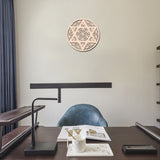 Laser Cut Wooden Cup Mat, Home Decor Meditation Symbol, Yoga Artwork, Chakra Theme, Flat Round with Hexagram, BurlyWood, 30x0.4cm