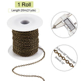 20M Iron Cable Chains, for DIY Jewelry Making, with Spool, Unwelded, Oval, Lead Free & Nickel Free, Antique Bronze, 3x2x0.5mm