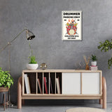 Iron Sign Posters, for Home Wall Decoration, Rectangle with Word Drummer Parking Only, Skull Pattern, 300x200x0.5mm