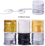 Eco-Friendly Plastic Paillette Beads, Sequins Beads, Ornament Accessories, Flat Round, Mixed Color, 6mm, about 5m/roll