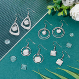 12 Pairs 4 Style Glass Blank Dome Dangle Earrings, Twist Triangle & Ring & Square 304 Stainless Steel Earrings for Women, Stainless Steel Color, 33~50mm, Pin: 0.6mm, 3 Pairs/style