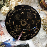 1Pc Natural Rose Quartz Dowsing Pendulum Pendant, with 1Pc Wood Custom Pendulum Board, for Witchcraft Wiccan Altar Supplies, Flower Pattern, Pendant: 29~29.7cm, Board: 20x0.4cm