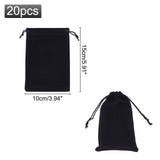 Rectangle Velvet Pouches, Gift Bags, Black, 15x10cm