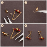 304 Stainless Steel Stud Earring Findings, with Loop, Dome/Half Round, Mixed Color, 40pcs/box