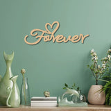 Word Forever Laser Cut Unfinished Basswood Wall Decoration, for Kids Painting Craft, Home Decoration, Heart Pattern, 12x30x0.05cm