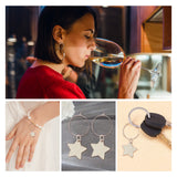 DIY Star Wine Glass Charm Tags Making Kit, Including Brass 20Pcs Wine Glass Charm Rings & 30Pcs Jump Rings, 20Pcs Wood Pendants, Antique White, 70pcs/box